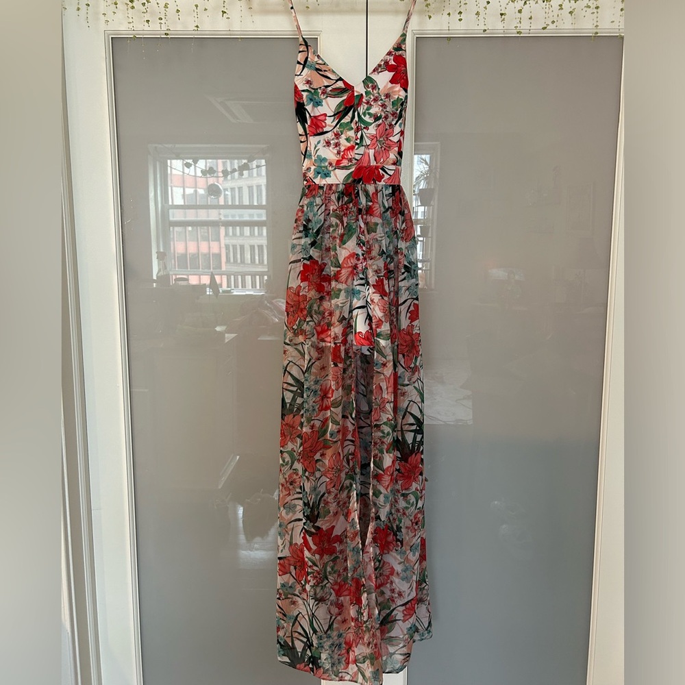 Prom dress romper floral pattern